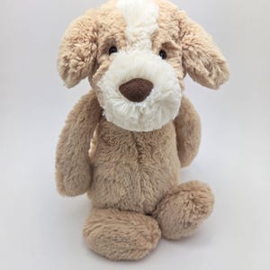 Vintage Jellycat Bashful Tan and Cream Dog Plush Collectible Rare Retired Soft - New without Tag (12 inch)