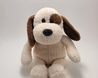 Cachorro de pelúcia vintage Gund marrom creme com mancha sobre o olho - Raro! (20 cm)