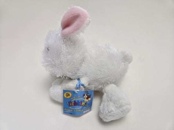 Adorable Vintage Webkinz White Bunny Plush With Tag/code, Ganz