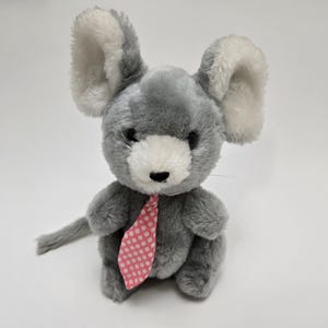 Vintage Dakin Mouse Plush, Polka Dot Tie, Vintage Collectible (8 inch)