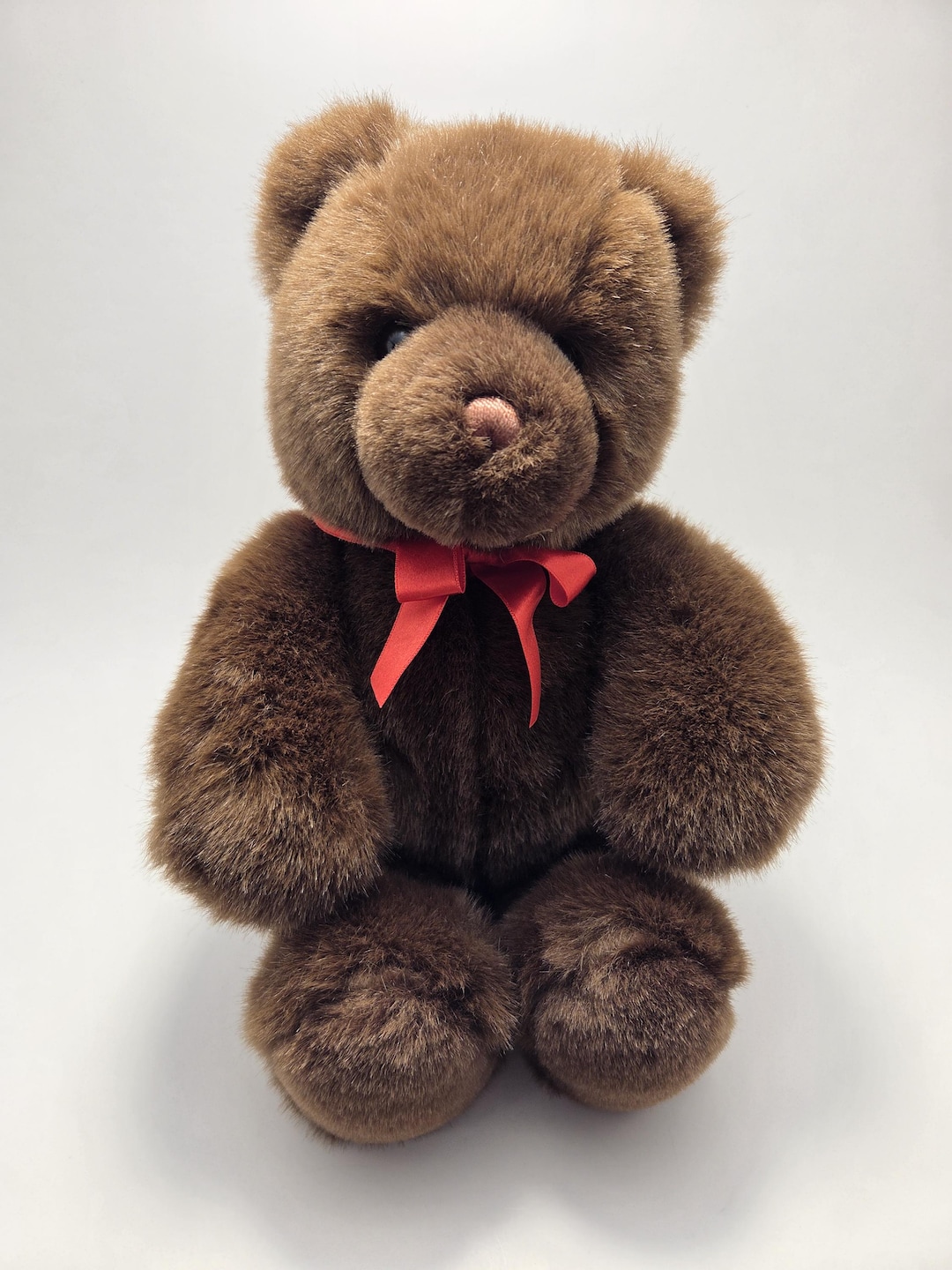 GUND Brown Plush Teddy Bear With Red Bow (11 Inch) - Etsy