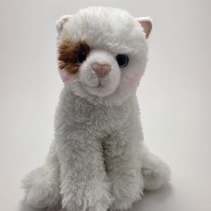 Douglas White Cat, Brown Eye Patch Blushing Rosy Cheeks (9 inch)