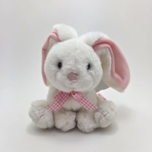 Russ Plush “Hippity Hop” the Adorable Bunny Vintage Russ Plush Pink Bow Pink Ears New with Tags (5 inch)