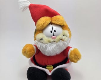 Garfield Papai Noel Gato de Pelúcia Natalino Brinquedo Vintage 1983 (18 cm)