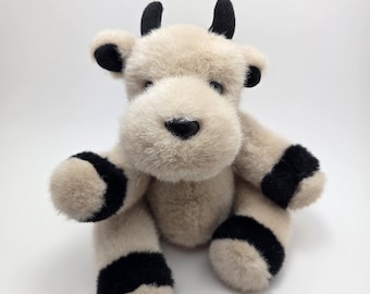 Ganz Heritage 1991 - Peluche de vaca articulado beige y negro vintage (25 cm)