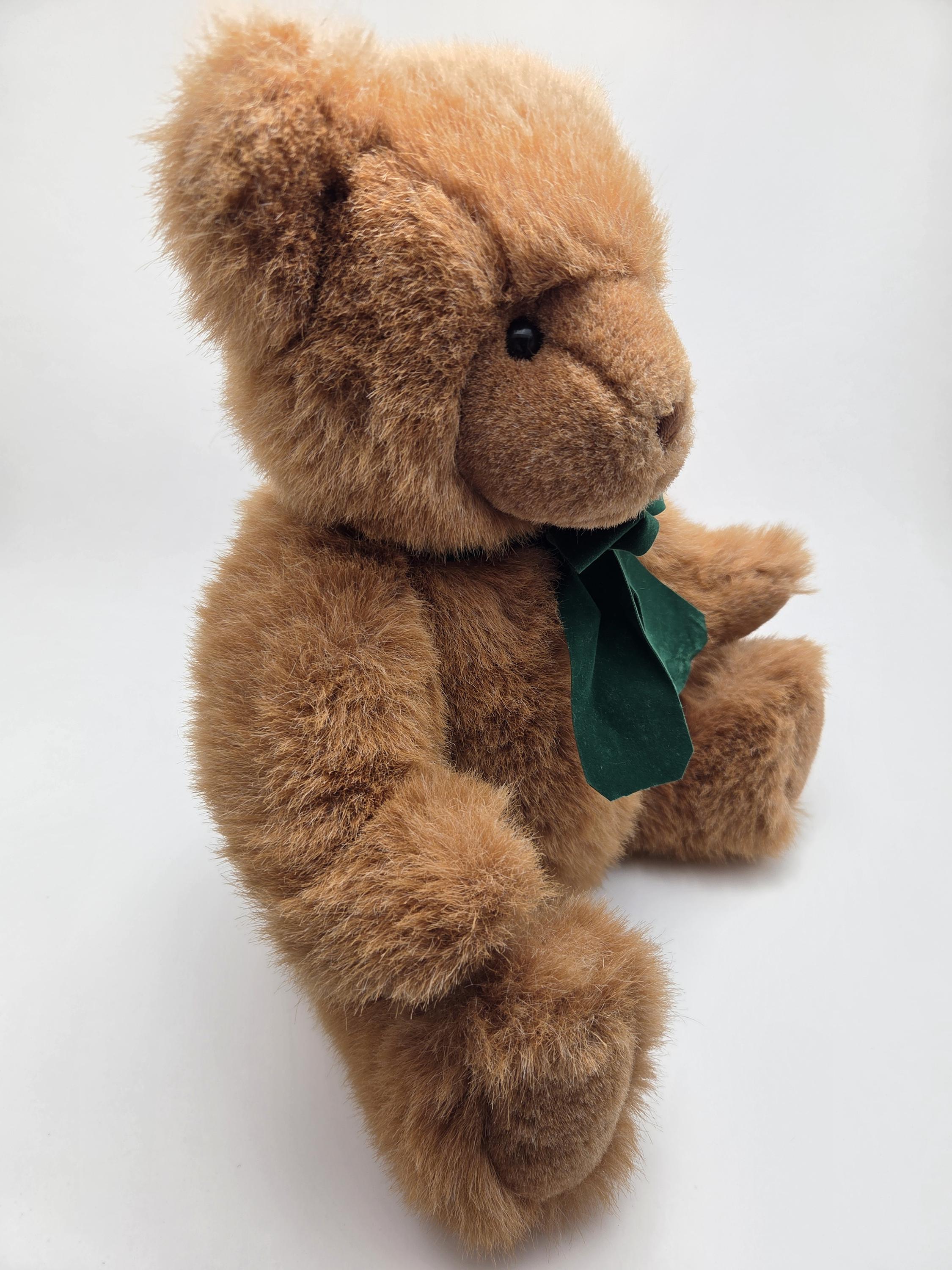 Gund Vintage 1993 Brown Teddy Bear Green Velvet Now Vintage Rare