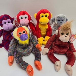 Ty Beanie Baby Monkeys - Monkey Beanie Babies (8 inch) Vintage Beanies