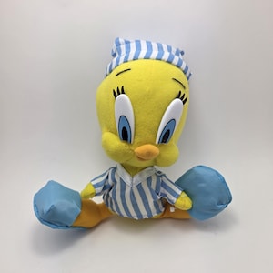 Vintage Tweety Bird Stuffed Animal Nightcap Pajamas Slippers, Vintage Plush (10 inch)