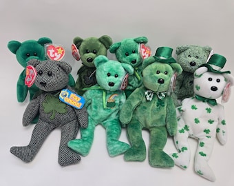 Ty Beanie Baby St Patricks Day Irish Bears - Ty Beanie Babies (8 inch) Vintage Beanies