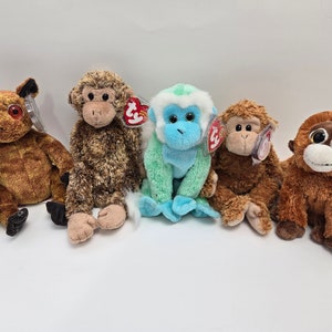 Ty Beanie Baby Monkeys - Monkey Beanie Babies (8 inch) Vintage Beanies
