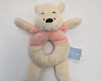 Disney baby Winnie rammelaar knuffel van Winnie de Poeh, vintage verzamelobject (4 inch)
