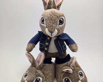 Vintage Peter Rabbit Plüsch, Große Hausschuhe Blaue Jacke (9 inch)