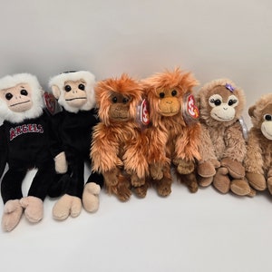Ty Beanie Baby Monkeys - Monkey Beanie Babies (8 inch) Vintage Beanies