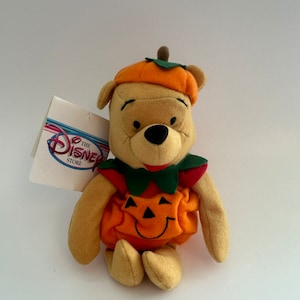 Disney Vintage Plush Winnie the Pooh Pumpkin Bear, Vintage Collectible, New with Tags ~ 6 inch