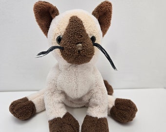 Adorable Vintage Webkinz Siamese Cat Plush with No Tag/Code, Ganz Plush - Loved Condition (9 inch)