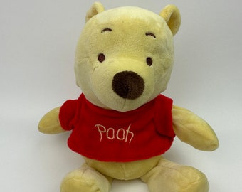 Vintage pluche Winnie de Poeh met rammelaar erin, vintage verzamelobject, uitstekende staat zonder tags (10 inch)