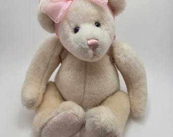 Urso de pelúcia Gund com mochila e laço rosa (35 cm)