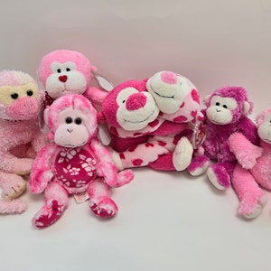 Ty Beanie Baby Pink Monkeys - Monkey Beanie Babies (8 inch) Vintage Beanies