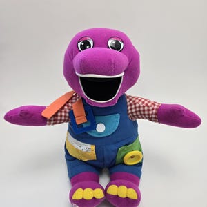 Vintage Dress Me Barney & Friends Pluszowy Fioletowy Dinozaur 1997 Playskool Hasbro (12 cali)