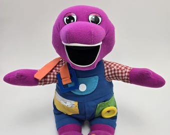 Vintage Dress Me Barney & Friends Plüsch Lila Dinosaurier 1997 Playskool Hasbro (12 inch)