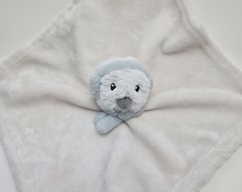 Blankets and Beyond Vintage Snowman Lovey Blanket Plush Earmuffs (10 inch)