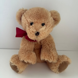 Russ “Giles” the Teddy Bear Plush Stuffed Animal Red Bow (10 inch)