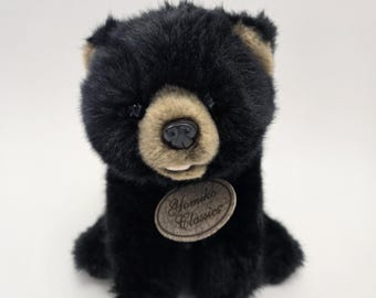 Urso Preto Clássico de Russ Yomiko, em estado de novo, sem etiquetas, item de colecionador vintage (20 cm)