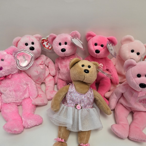 Ty Beanie Baby Pink Bears - Ty Beanie Babies (8 inch) Vintage Beanies