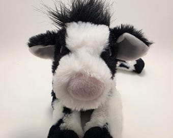 Douglas Cow Plush Stuffed Animal Black White Soft Floppy (11 inch)