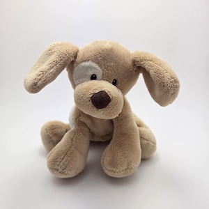 Baby Gund &quot;Spunky&quot; the Tan Puppy Dog Soft! Vintage Collectible Dog Plush - Pen on Tush Tag (8 inch)