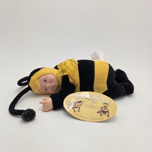 Cute Anne Geddes Baby Bees, 90s Vintage Collectible, Bean Filled New with Tags (6 inch)