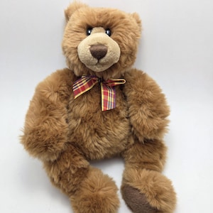 GUND &quot;Snoodles&quot; the Brown Plush Teddy Bear with Red Plaid Bow (10 inch)
