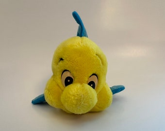 Disney Vintage Plush “Flounder” the Fish from The Little Mermaid, Vintage Collectible (6 inch)