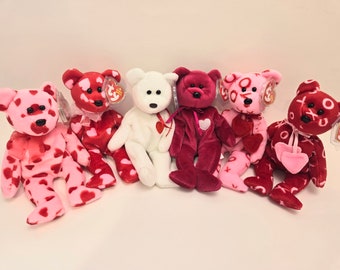 Ty Beanie Baby Valentine&#39;s Day Love Bears - Ty Beanie Babies Bears (8 inch) Vintage Beanies