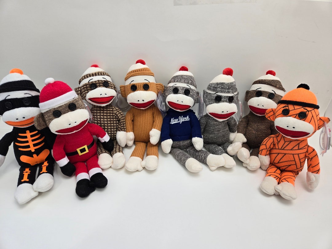 Ty Beanie Baby Sock Monkeys Monkey Beanie Babies (8 Inch