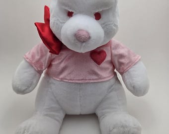 Vintage Disney Store rozerood Winnie de Pooh-knuffel, Valentijnsdag Pooh, vintage verzamelobject (12 inch)