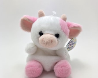 Aurora Palm Pals Pink and White Cow Plush New with Tags (4 inch)