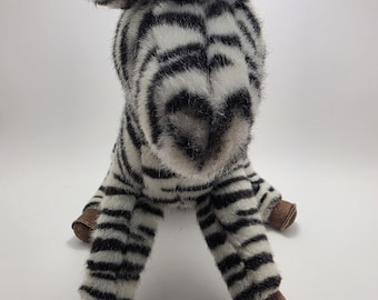 Vintage 1986 GUND Zebra Plush  Striped Stuffed Animal Realistic ! (12 inch)