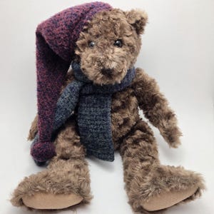 GUND &quot;Truffle&quot; the Brown Plush Teddy Bear with Red Hat Green Scarf (14 inch)
