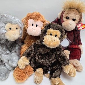 Ty Beanie Buddy Monkeys - Monkey Beanie Buddies (8 inch) Vintage Beanies