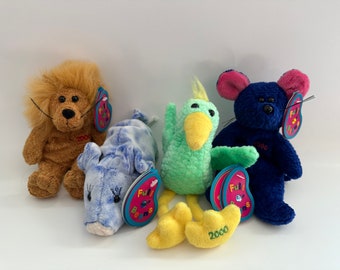 Avon Full O Beans Purrdy the Lion, Blueberry the Pig, Feathers the Bird, Cheesecake the Mouse with Birthstone, Vintage - Make Selection