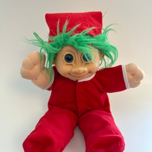 Adorable Vintage Troll Doll, Holiday Troll, Vintage Collectible, 90s Toys. Loved condition.  (10 inch)