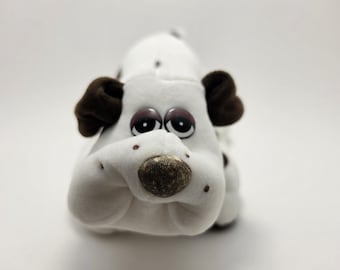 Peluche vintage Tonka Pound Puppy marrón y blanco de 1895, artículo de colección vintage (30 cm)