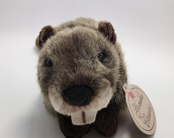 Peluche de castor Russ Yomiko Classics, vintage (23 cm), nuevo con etiquetas.