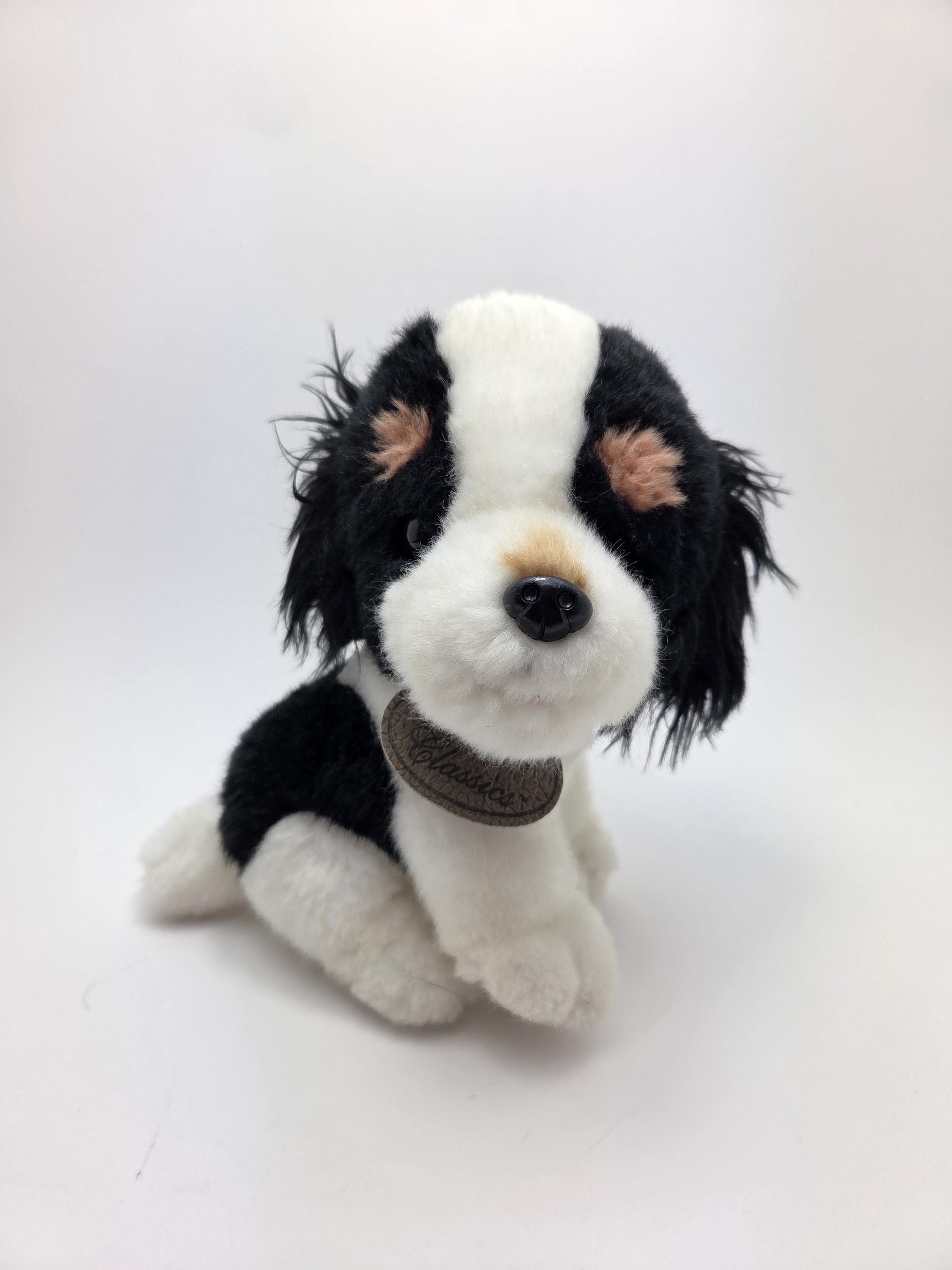 Russ Yomiko Classics Black and White Spaniel Dog, Vintage