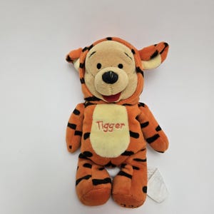 Disney Winnie the Pooh Bean Bag Plush in Tigger Costume, Vintage Collectible (6 inch)