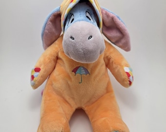 Disney Vintage Plush “Eeyore” the Donkey from Winnie the Pooh Wearing Umbrella Pajamas, Vintage Collectible (10 inch)