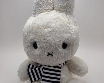 Nijntje Miffy Plush with Black Striped Scarf Cream Fluffy (Larger 11 inch)