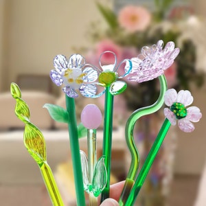 Small Glass Daisy Flower Beads, Premium Quality Hand Blown Glass