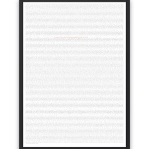 May include: A black framed print with a white background and a long text in a small font. The text is a quote that reads "No measure of time will tell you if you will be long enough, but let's go with forever".